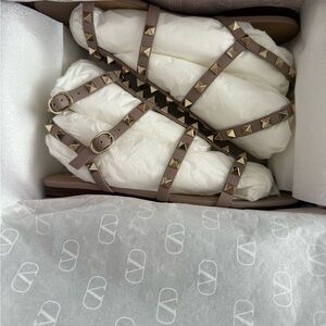 Valentino Rockstud Sandals in Taupe